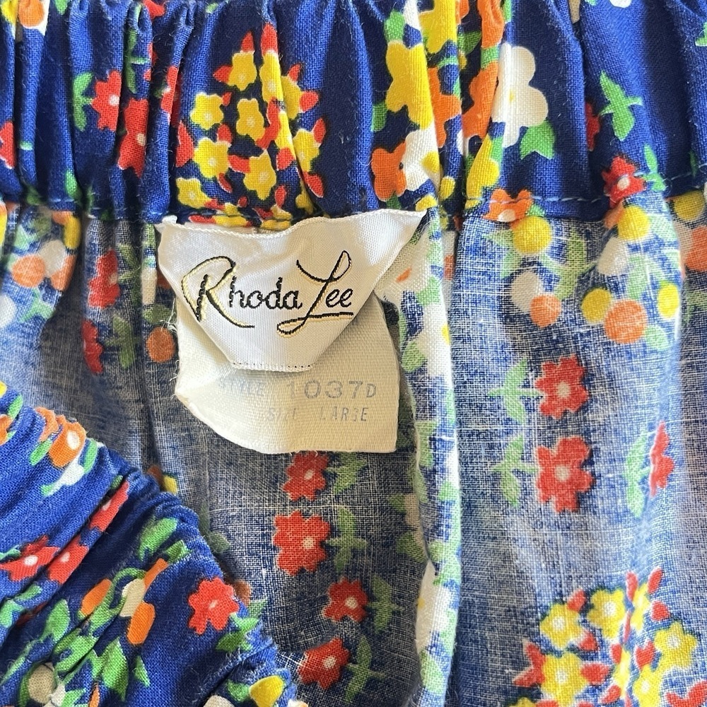 Vintage Rhoda Lee Floral Skirt 60s 70s Midi Hippie Maximalist Boho Fun Fits S/M - Picture 7 of 8